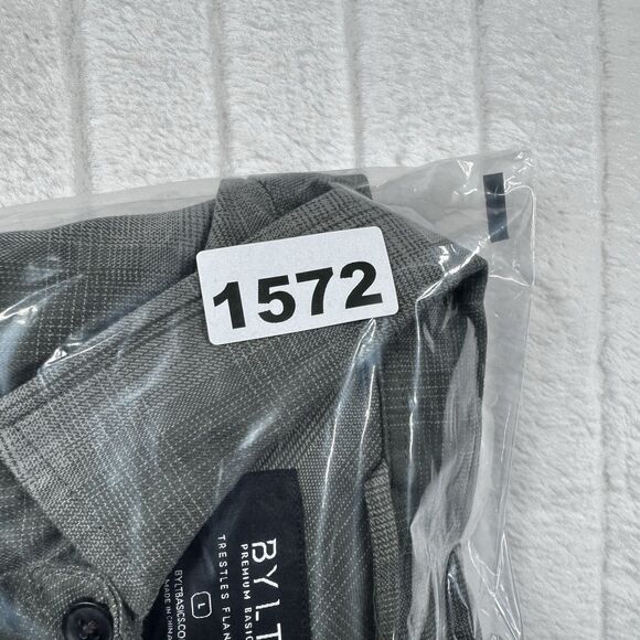 Bylt Trestles Flannel Shirt Mens Large Green Plaid Double Pocket Embroidery Logo - Picture 12 of 12